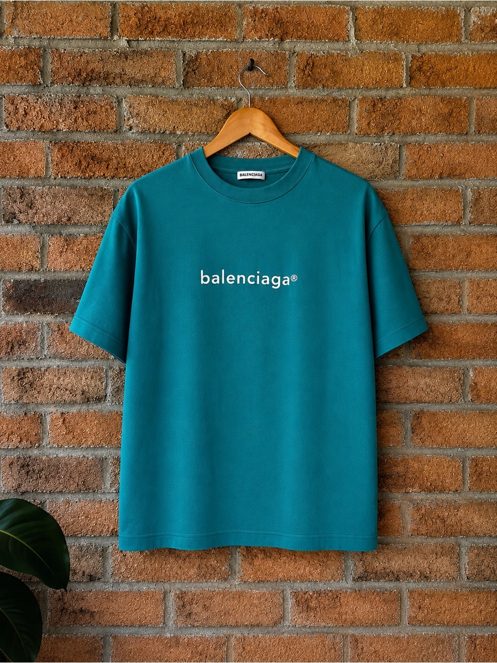 BALENCIAGA 2020 Green Logo 100% Cotton T-Shirt Luxury Streetwear